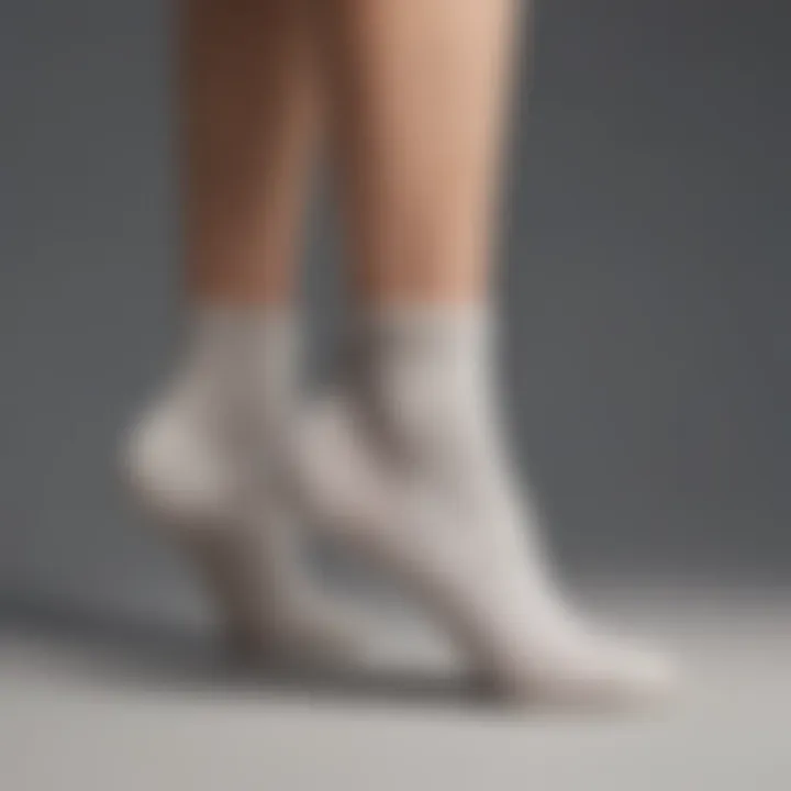 Close-up of the texture and design of ankle socks with heel tab