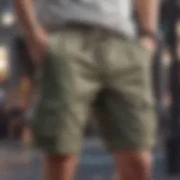 Stylish drawstring cargo shorts on display