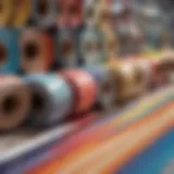 Colorful decorative adhesive paper rolls in various patterns
