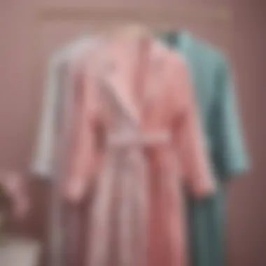 Stylish arrangement of various nightgown and robe sets in different colors.