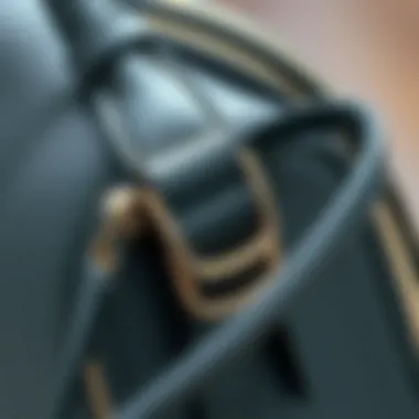 Detail of the Georgie shoulder bag's hardware and design elements