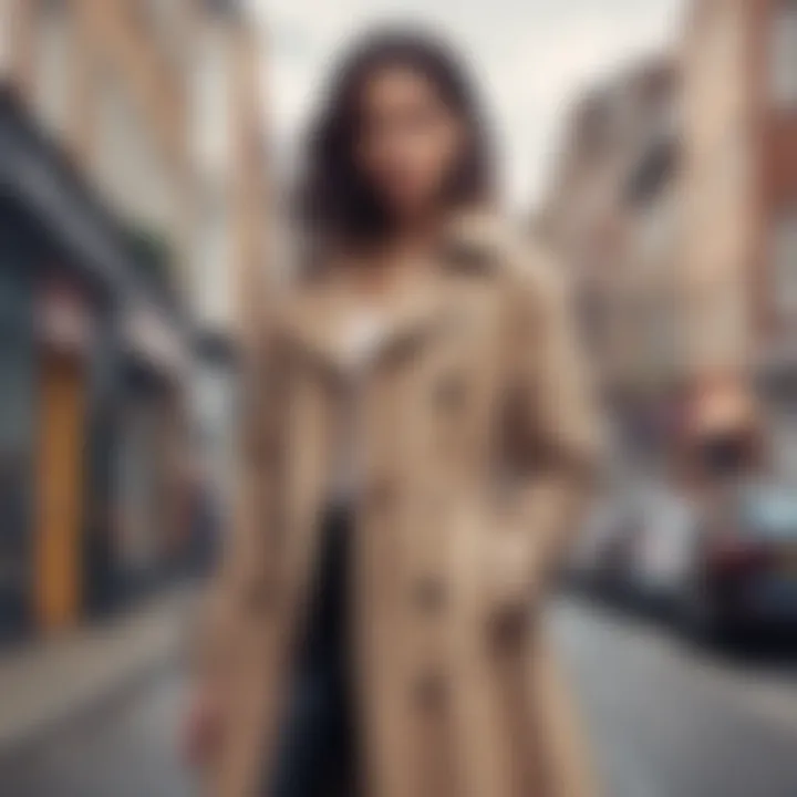 A model wearing a Missguided trench coat in an urban setting presenting versatility