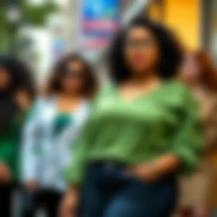 Versatile plus size green tops showcased in various outfits