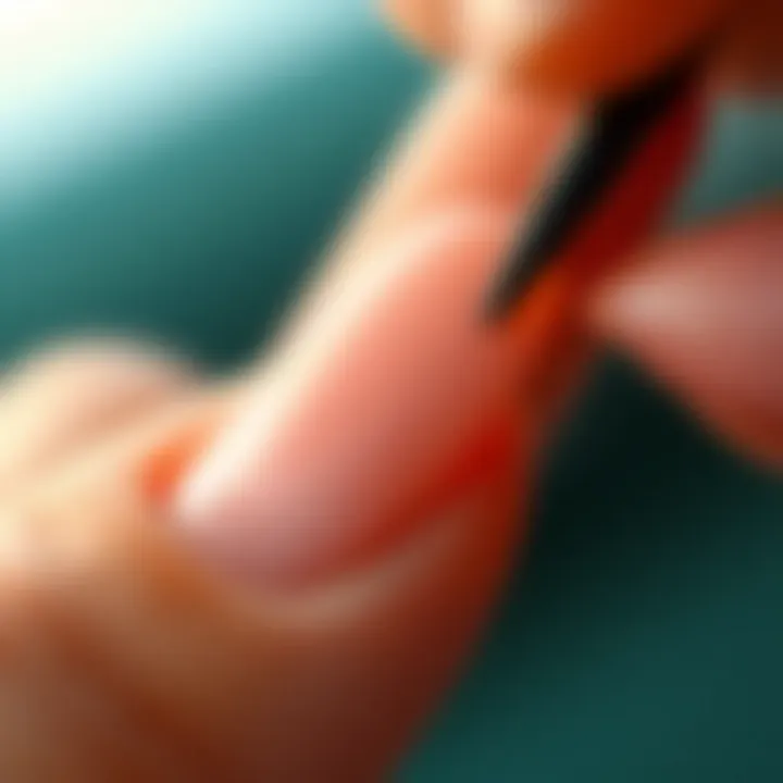 Close-up of an elegant application of press-on nails