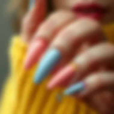 Colorful press-on nails designed for short nail aesthetics