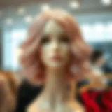 Elegant synthetic wavy bob wig displayed on a mannequin