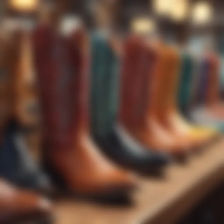 Colorful display of plastic mini cowboy boot glasses