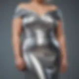 Elegant silver metallic plus size dress on display