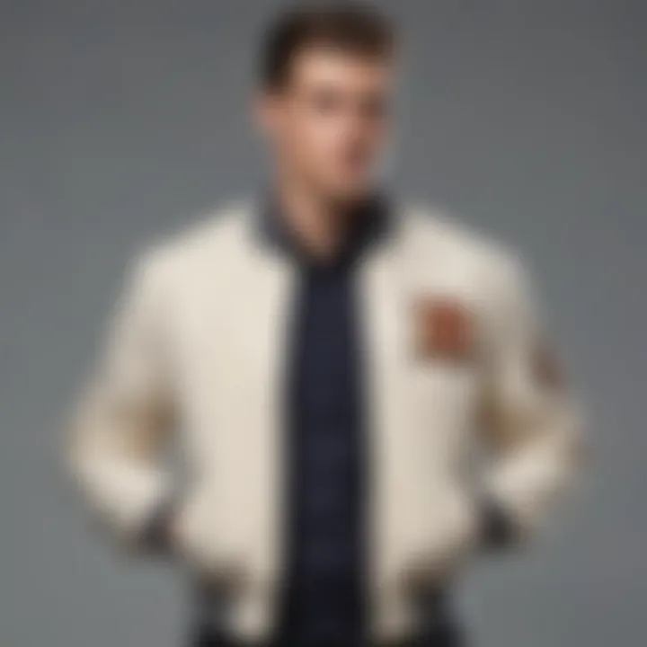 Fashion-forward pairing of B Bone varsity jacket with formal attire