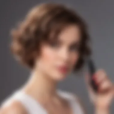 Demonstration of using a small curler on short hair