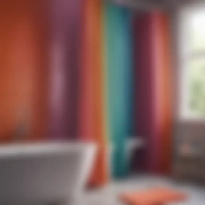 Colorful shower curtain enhancing bathroom aesthetics