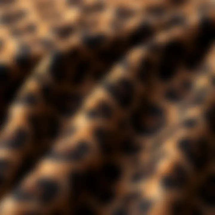 Close-up of leopard print fabric showcasing texture and quality