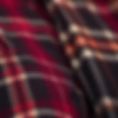 Close-up of plaid fabric showcasing intricate patterns