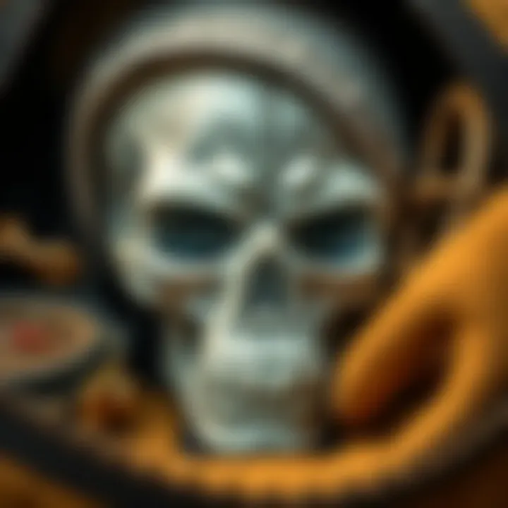 Close-up of materials used in the skull overnight bag