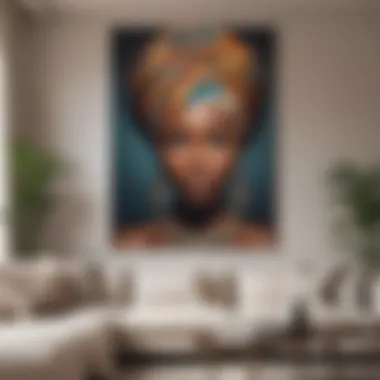 Contemporary African wall art set displayed in a modern living room