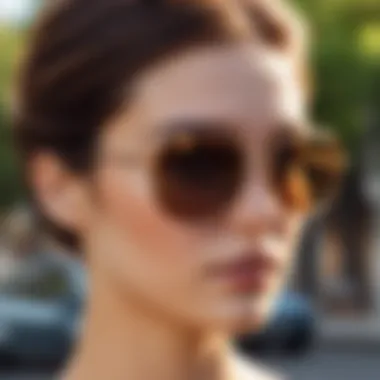 Stylish Viahda sunglasses on a reflective surface