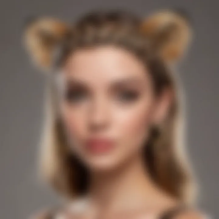 Fashion influencer showcasing leopard headband ears on social media