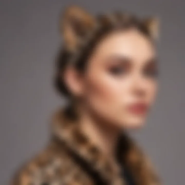 Trendy leopard headband ears styled with a chic outfit