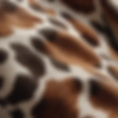 A close-up view of the unique fabric texture of a cow print leotard