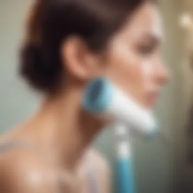 A close-up view of hair remover roller in action on skin