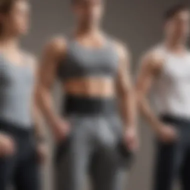 Group of individuals engaging in fitness, wearing waist slimming belts