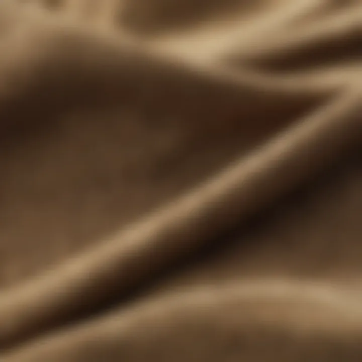 Close-up of khaki corduroy fabric highlighting texture