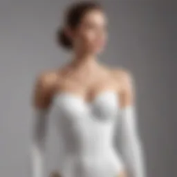 Elegant white strapless bodysuit displayed on a mannequin