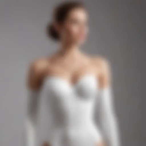 Elegant white strapless bodysuit displayed on a mannequin